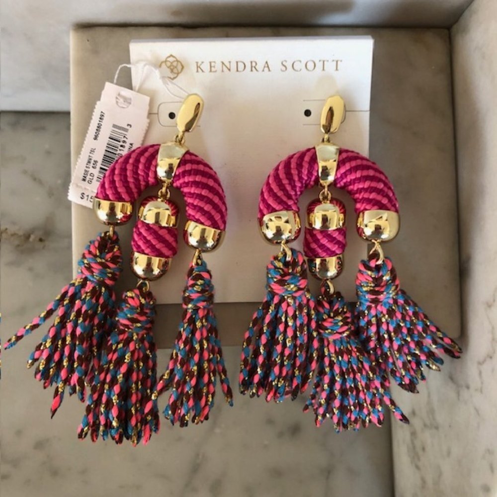 KENDRA SCOTT Masie Statement Tassel Drop Pink Post Earrings